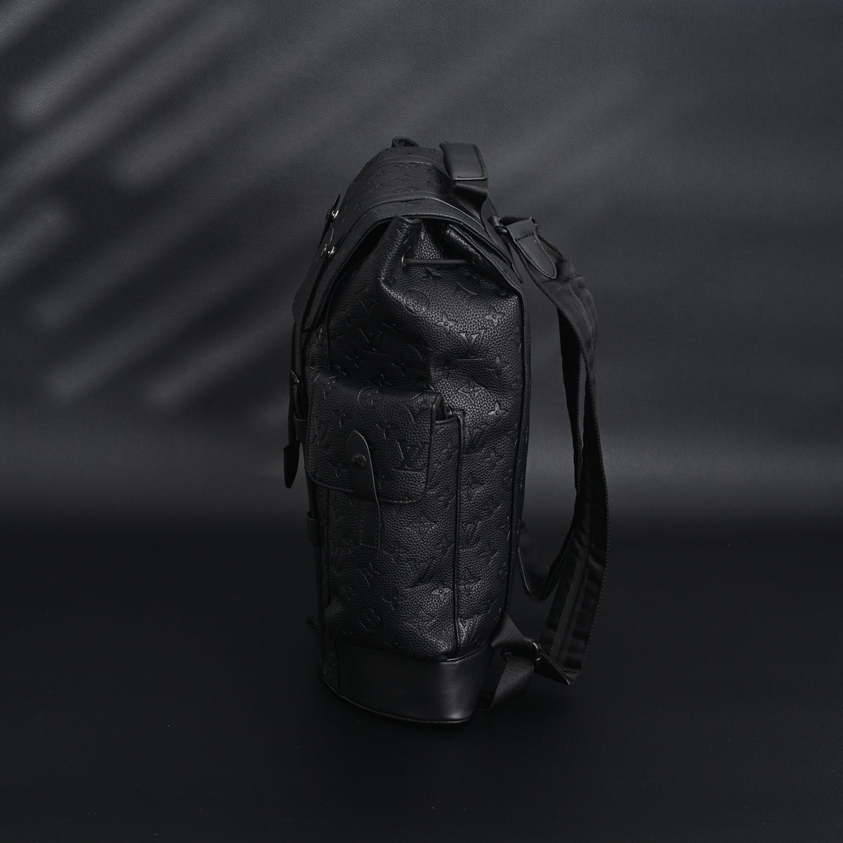 Louis Vuitton Christopher PM Backpack Monogram Shadow Black Leather